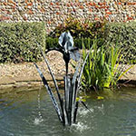 Galvanised steel iris water feature and fountain