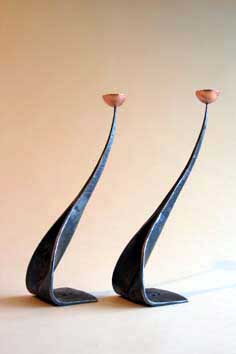 forged angle iron candlesticks