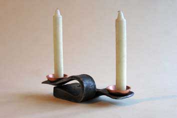 Contemporary Forged Steel Candle Holder