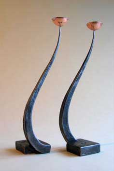 Forged and Split Steel Candlestick