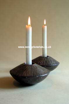 contemporary steel candlesticks