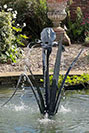 Galvanised steel iris water feature and sculpture
