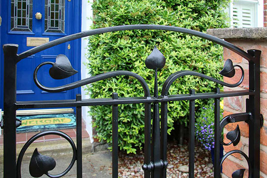 Arts and Crafts Inspired Handmade Wrought Iron Gate