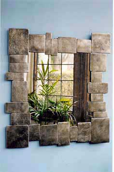 Contemporary textured steel mirror