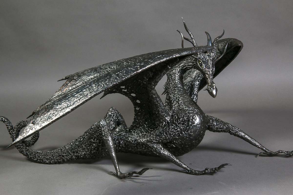 Dragon Metal Sculpture Wings Steel Weighs 30kg 1150mm.