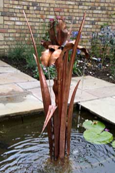 forged copper water feature