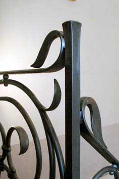 Forged steel newel post and handrails