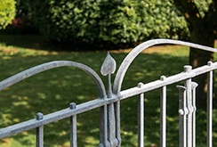 Chemically aged galvanised steel railings