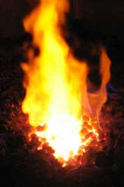 steel heating in a gas forge