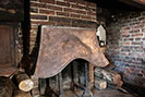 Textured and patinated copper fire canopy