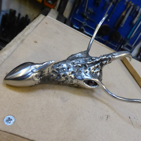 Stainless steel dragon face jewel eyes