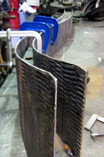 cantilevered gate made from textured steel