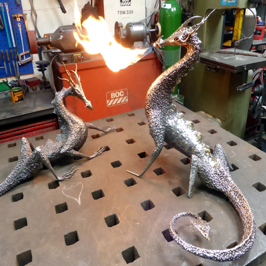 two metal dragons