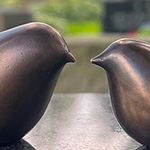 Bronze bird sculpturte details