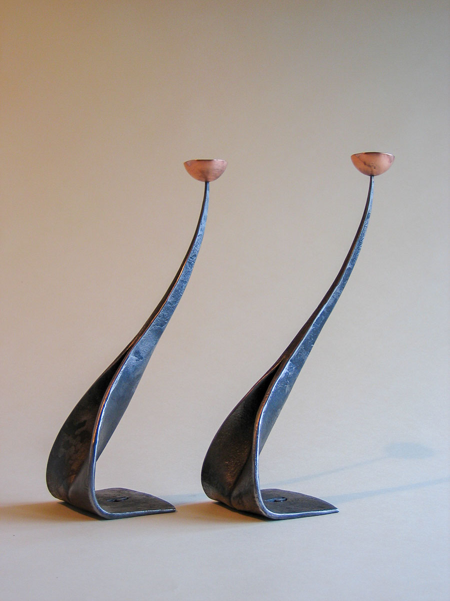 Candlesticks forged from angle iron