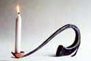 forged steel and wrought iron metal candlesticks