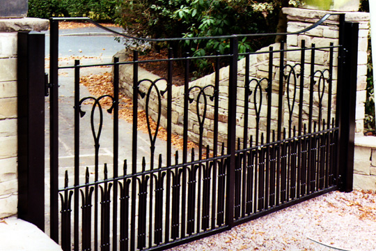 detailed wrought iron driveway gates