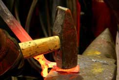working on the edge of the anvil