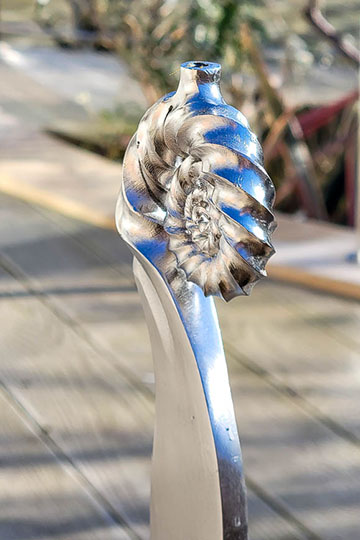 electropolished stainless steel ammonite and railing post