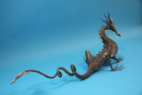 Large Welded Metal Dragon Sculpture