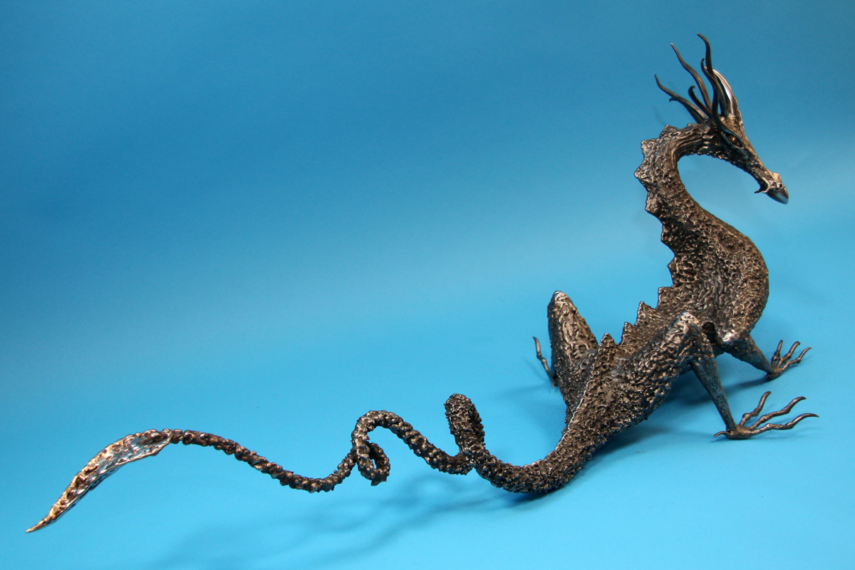 Large Welded Metal Dragon Sculpture