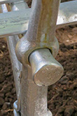 Hot punched hole as detailing in a sculptural bench