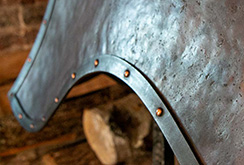 Copper fire canopy with an antique looking texture