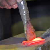 hammering a vein into a leaf