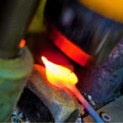 fullering a leaf under a power hammer