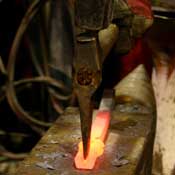 splitting steel with a chisel